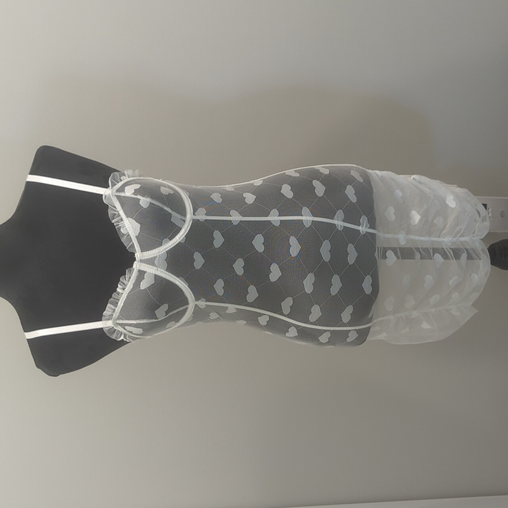 White Lace Chemise with Structured Cups and Adjustable Straps